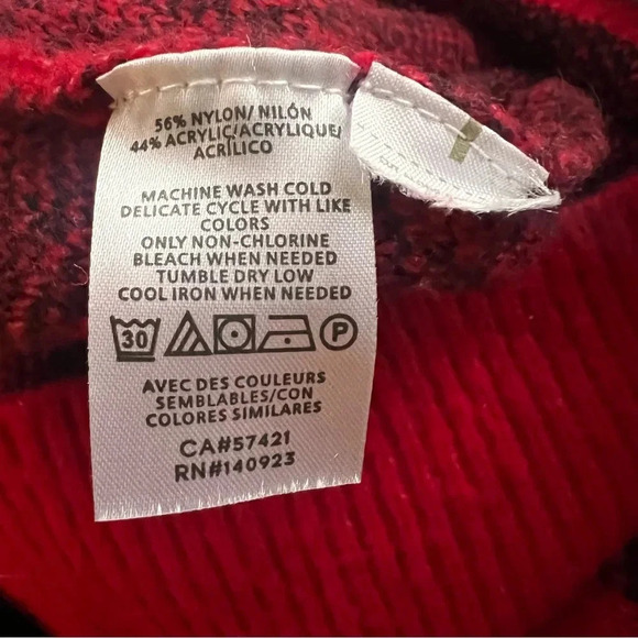 LOFT Womens Red & Black Buffalo Plaid Mock Neck Sweater Size XXSP holidays - Picture 9 of 10